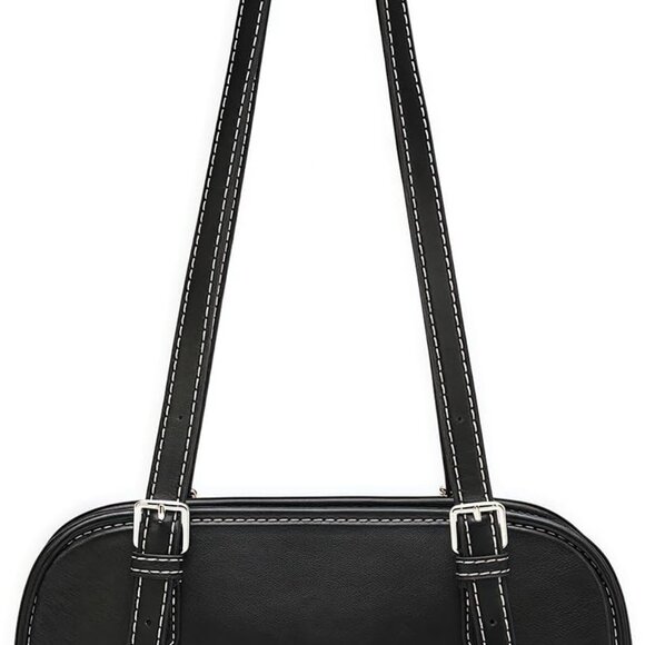 Women Vegan Leather Shoulder Bag Small Hobo Clutch Tote with Adjustable Strap - Picture 1 of 7
